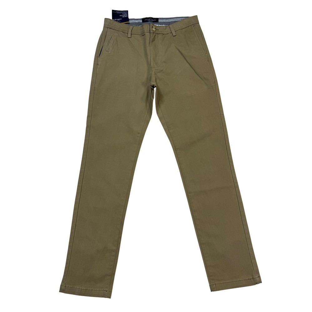 Nickel & Iron Dillon Trouser Mens 30x30 Tan New Satin Stretch Twill Slim Chino